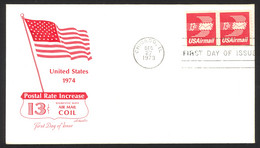 USA Sc# C83 (Artmaster) FDC Pair (a) (Chicago, IL) 1973 12.27 13c Air Mail Coil - 1971-1980