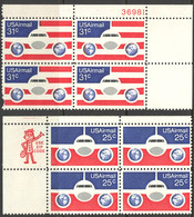 USA Sc# C89-C90 MNH Block/4 1976 25¢-31¢ Plane & Globes - 3b. 1961-... Nuevos