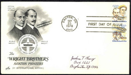 USA Sc# C92a (ArtCraft) FDC Pair (a) (Dayton, OH) 1978 9.23 Wright Brothers - 1971-1980