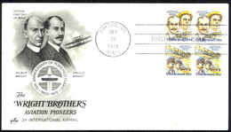 USA Sc# C92a (ArtCraft) FDC Block/4 (b) (Dayton, OH) 1978 9.23 Wright Brothers - 1971-1980