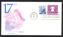 USA Sc# U556 (Fleetwood) FDC (b) (Baltimore, MD) 1971 NPO 1.7 Cent Envelope - 1971-1980