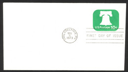 USA Sc# U567 FDC (Philadelphia, PA) 1973 12.5 10c Liberty Bell - 1971-1980