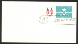 USA Sc# U568, 1519 FDC (Cincinnati, OH) 1974 8.23 1-8/10c Volunteer - 1971-1980