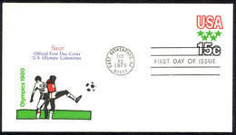 USA Sc# U596 (Fleetwood) FDC (a) (East Rutherford, NJ) 1979 12.10 15c Soccer - 1971-1980