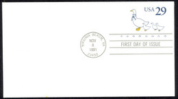 USA Sc# U624 FDC (Virginia Beach, VA) 1991 11.8 Geese - 1991-2000