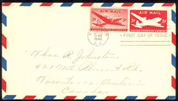 USA Sc# UC14, C32 (no Cachet) FDC (Washington, DC) 1946 9.25 5c Air Mail - 1941-1950