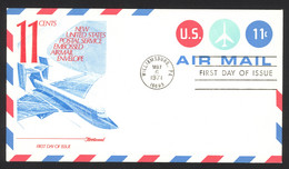 USA Sc# UC43 (Fleetwood) FDC (b) (Williamsburg, PA) 1971 5.6 11c Air Mail - 1971-1980