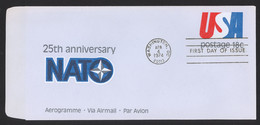 USA Sc# UC49 FDC Aerogramme (Washington, DC) 1974 4.4 Nato 25th - 1971-1980