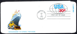 USA Sc# UC55 FDC Aerogramme (Seattle, WA) 1982 9.16 Made In USA - 1981-1990