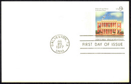 USA Sc# UX71 (no Cachet) FDC Postal Card (a) (Galveston, TX) 1977 9c Court House - 1971-1980