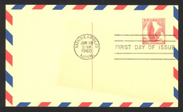USA Sc# UXC3 (toned) FDC Postal Card (a) (Minneapolis, MN) 1960 6.18 Bald Eagle - 1951-1960