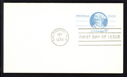 USA Sc# UY23 FDC Paid Reply Postal Card (a) (Baltimore, MD) 1972 9.1 John Hanson - 1971-1980