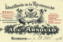 1934 DISTILLERIE DE LA REVERANDE à Bourgoin Isère Pour Capucetti St Avre La Chambre Savoie B.E. - 1900 – 1949