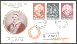 Vatican Sc# 476-478 Last Day Cover (d) 1970 12.31 St. Peter's Circle 100th - Cartas & Documentos