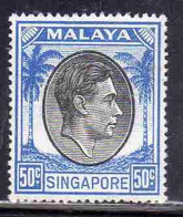 SINGAPORE MALAYA MALAISIE MALESIA 1948 1952 1950 KING GEORGE VI 50c MNH - Singapur (...-1959)