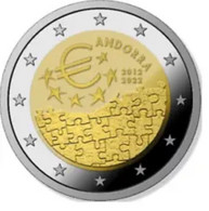 Andorra 2022 2 Euro Commemo "10 Jaar Toetreding Euro" Los Uit De CC - Libre Du CC !! - Andorre