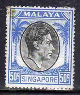 SINGAPORE MALAYA MALAISIE MALESIA 1948 1952 1950 KING GEORGE VI 50c USATO USED OBLITERE' - Singapur (...-1959)