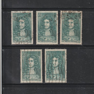 397 De 1938 - Jean De LA FONTAINE - 5 Timbres Oblitérations Diverses - 2 Scannes - Used Stamps