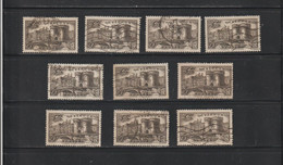 445 De 1939 - VERDUN . La Porte Chaussée - 10 Timbres Oblitérations Diverses - 90c. Gris-brun - 2 Scannes - Used Stamps