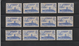 425 De 1939 - Le Cuirassé CLEMENCEAU - 12 Timbres Oblitérations De VERSAILLES - 90c. Outremer - 2 Scannes - Used Stamps