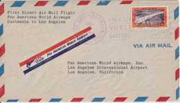1951 - GUATEMALA - ENVELOPPE 1st FLIGHT PAN AMERICA WORLD AIRWAYS => LOS ANGELES (USA) - Guatemala