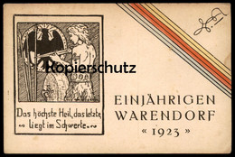 ALTE POSTKARTE WARENDORF EINJÄHRIGEN 1923 COULEURKARTE SCHWERT Abitur Studentica Studentika Ansichtskarte Cpa Postcard - Warendorf