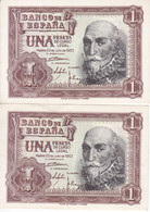 PAREJA IMPAR DE ESPAÑA DE 1 PTA DEL AÑO 1953 SERIE I SIN CIRCULAR (UNC) (BANKNOTE) - 1-2 Pesetas