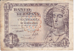 BILLETE DE 1 PTA DEL AÑO 1948 SERIE A - DAMA DE ELCHE  (BANKNOTE) - 1-2 Pesetas