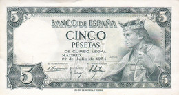 BILLETE DE 5 PTAS DEL AÑO 1954 SERIE F DE ALFONSO X EN CALIDAD EBC (XF) (BANKNOTE) - 5 Peseten