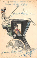 Illustrateur : Elégante Femme Cochère Bourgeoise Séduisant Un Homme Dans Un Cab. Suite De 4 Cartes      (voir Scan) - 1900-1949