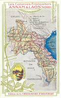 Pays Div -ref CC530- Publicité Edition De La Chocolaterie D Aiguebelle -geographie -carte Geographique -annam Et Laos - Laos