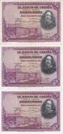 TRIO CORRELATIVO DE 50 PTAS DE 1928 DE VELAZQUEZ SERIE D EN CALIDAD EBC (XF) (BANKNOTE) - 50 Peseten