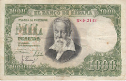 BILLETE DE ESPAÑA DE 1000 PTAS DEL 31/12/1951 SERIE B (BANKNOTE) - 1000 Peseten