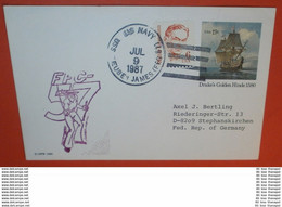 USA - Schiffspost: 09.07.1987 USS Reuben James FFG-57 --- Ganzsache Postcard - Drake Golden Hinde (2 Foto)(61046) UFO - 1981-00