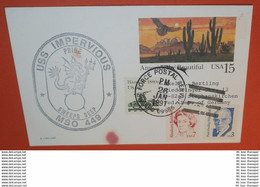 USA - Schiffspost: 26.01.1991 USS Impervious MSO-449 --- Ganzsache Postcard - USA Beautiful (2 Foto)(61034) UFO - 1981-00