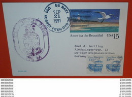 USA - Schiffspost: 21.09.1991 USS Aubrey Fitch FFG-34 --- Ganzsache Postcard - USA Beautiful (2 Foto)(61038) UFO - 1981-00