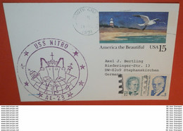 USA - Schiffspost: 10.07.1991 ? USS Nitro AE-23 --- Ganzsache Postcard - USA Beautiful (2 Foto)(61037) UFO - 1981-00