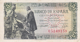 BILLETE DE ESPAÑA DE 5 PTAS DEL 15/06/1945 SERIE C CALIDAD EBC (XF) (BANKNOTE) - 5 Peseten