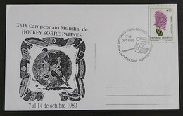 ARGENTINA SAN JUAN 1989 - 29° MUNDIAL HOCKEY SOBRE PATINES  - Maximum Card  FDC  4/4 - Hockey (sur Gazon)