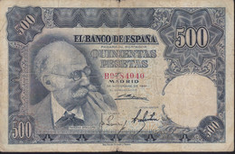 BILLETE DE 500 PTAS DEL AÑO 1951  SERIE B -  MARIANO BENLLIURE  (BANKNOTE) - 500 Peseten