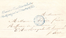 LSC Douanes Et CI Recette Principale Des Contributions Indirectes De La Seine En Port Dû Local 15 C Paris 28 Sept 1860 - 1849-1876: Classic Period