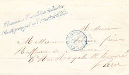 LSC Douanes Et CI Recette Principale Des Contributions Indirectes De La Seine En Port Dû Local 15 C Paris 28 Sept 1860 - 1849-1876: Période Classique