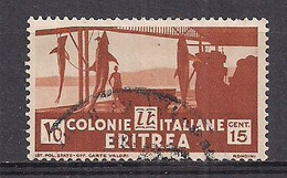 COLONIE ITALIANE ERITREA 1933 SOGGETTI AFRICANI SASS. 206  USATO VF - Eritrée