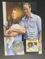 (1 Oø 28 A) Australian Royal Baby Prince George MAXICARD With 20 Cent Royal Wedding Coin - 20 Cents