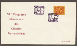Portugal Cachet Commémoratif 1972 Congrès Pharmacie Médecine Pharmacy Meeting Medicine Event Postmark - Pharmacy