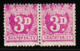 ⭕New South Wales (NSW) Stamp Duty - 3d Pair Stamps 'toned' MNH⭕ - Fiscali