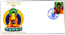 BHUTAN-BUDDHISM-12 DEEDS OF BUDDHA-FDC-2014-BHTCVR-1 - Bhutan