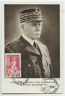 FRANCE PETAIN 1FR  SURTAXE BANDE FRANCISQUE  CARTE MAXIMUM PARIS 8.2.1943 1ER JOUR DU TIMBRE - 1941-42 Pétain