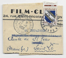 FRANCE BLASON 2FRBDF CHAMPAGNE SEUL  PETITE BANDE COMPLETE ROUEN GARE 27.11.1953 AU TARIF - 1941-66 Escudos Y Blasones