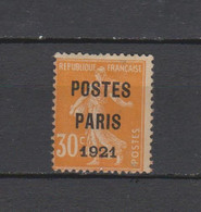 FRANCE PREOBLITERE N° 29 TIMBRE USAGE DE 1921    Cote : 90 € - 1893-1947
